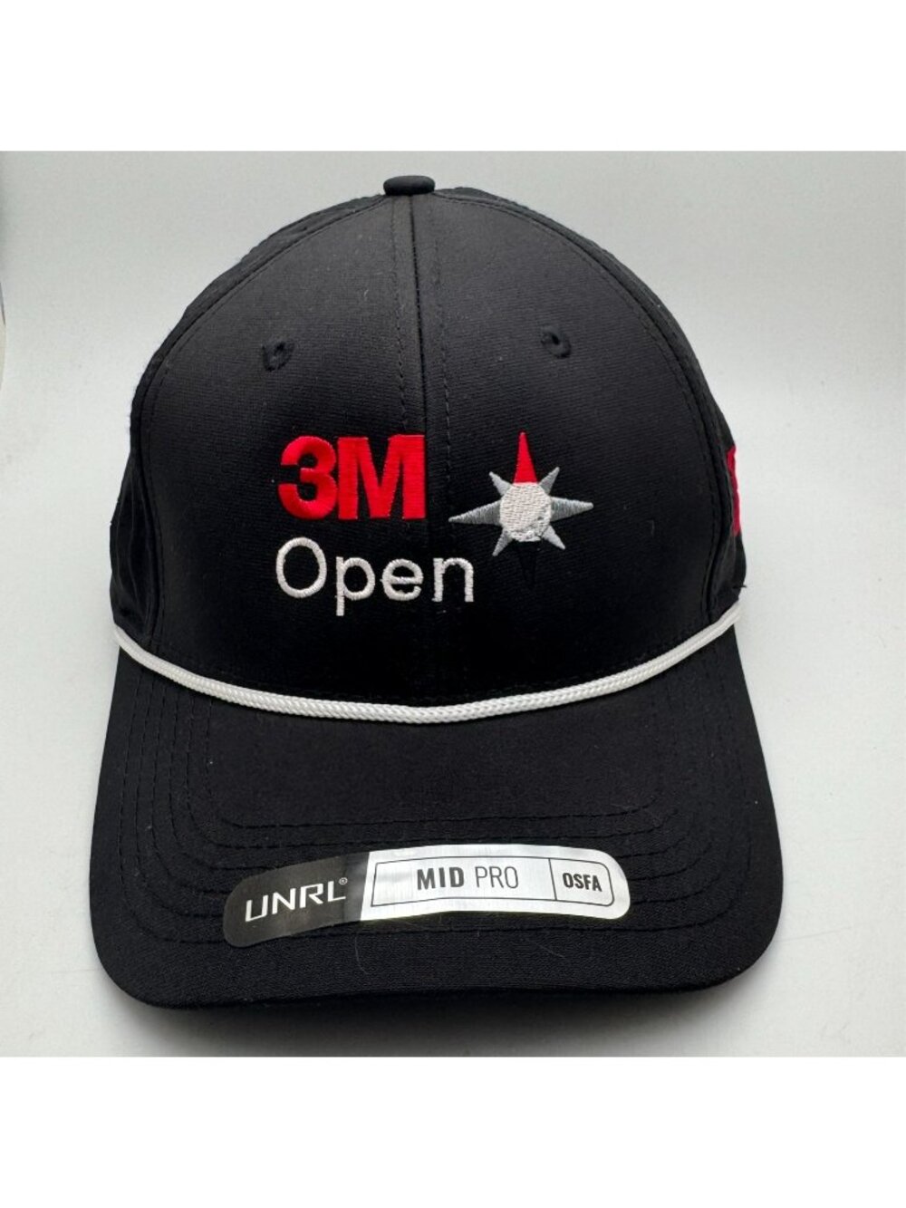 3M Open Golf Hat Cap UNRL Mid Pro Black Rope Snapback ADP Perforated OSFA